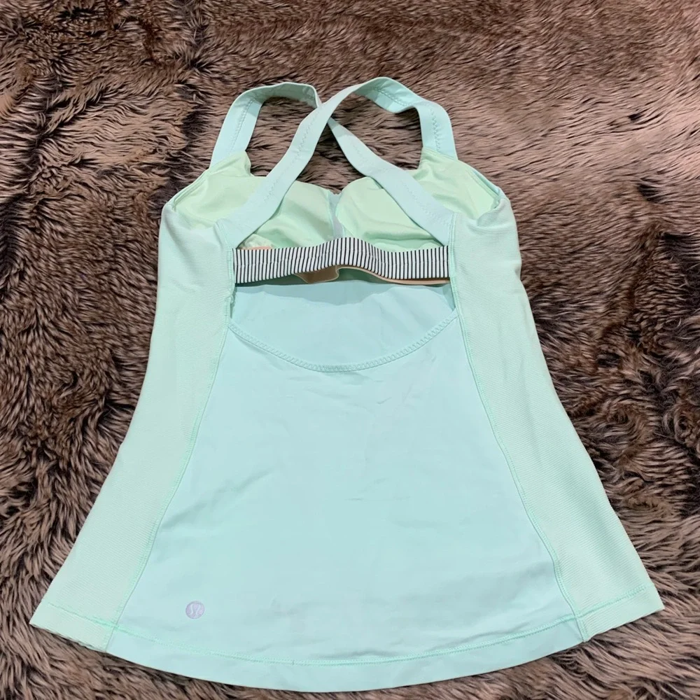 Lululemon Core Kicker Tank Fresh Teal / Mini Hyper Stripe Fresh Teal Size 8